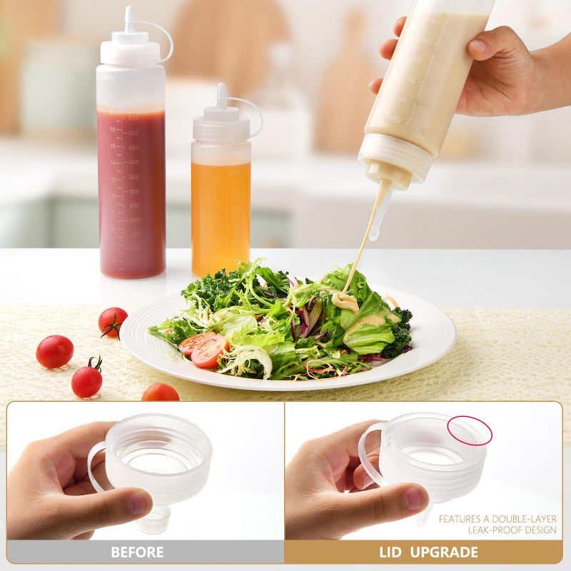 Belinlen 8 Pack 12 oz Plastic Squeeze Squirt Condiment Bottles with Cap Lids - Perfect for Condiments, Oil, Icing, Liquidsâ€“Set of 8 with extra 1 Silicone Funnel, 8 Chalk Labels and 1 Pen - Image 4
